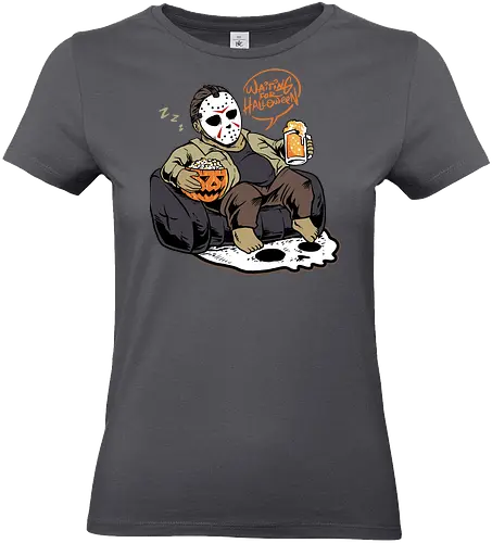 bored jason  - horror, halloween, cool, cute, fun, jasonvoorhees, mask, beer, trickortreat, drink, lazy, bored, cartoon, monster - Standard T-Shirt (Women)