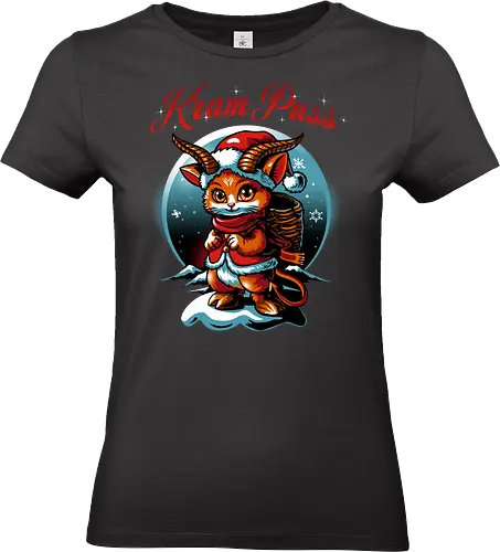 KramPuss - christmas, xmas, krampus, cat, kitty, cute, Weihnachten - Standard T-Shirt (Women)