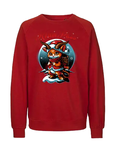 KramPuss - christmas, xmas, krampus, cat, kitty, cute, Weihnachten - Fairtrade Sweatshirt