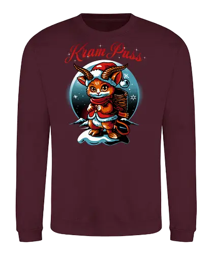 KramPuss - christmas, xmas, krampus, cat, kitty, cute, Weihnachten - Sweatshirt