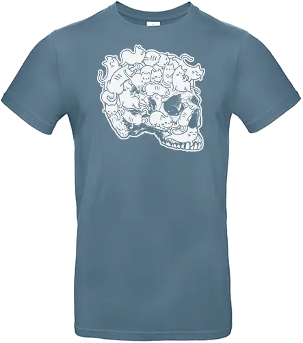 Cat skull - cats, skull, monochrome, surreal, whimsical, humor, cartoon, design, playful, illustration - Standard T-Shirt
