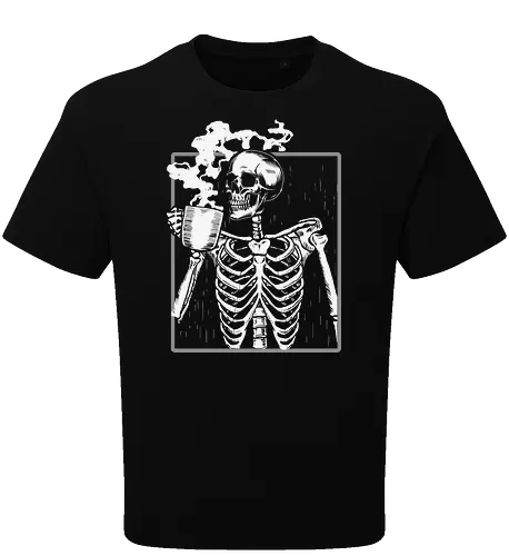  skeleton drinking coffee