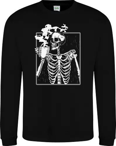  skeleton drinking coffee