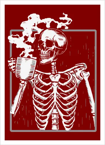  skeleton drinking coffee