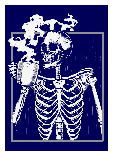  skeleton drinking coffee