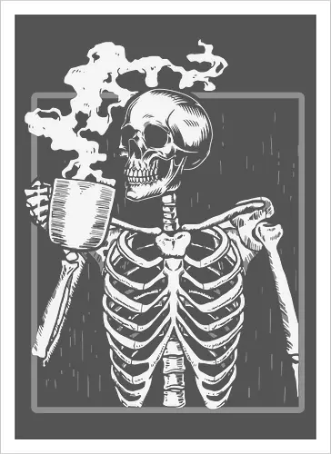 skeleton drinking coffee