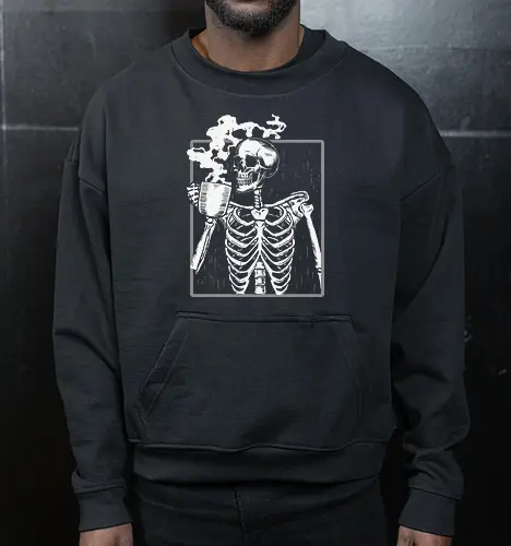  skeleton drinking coffee