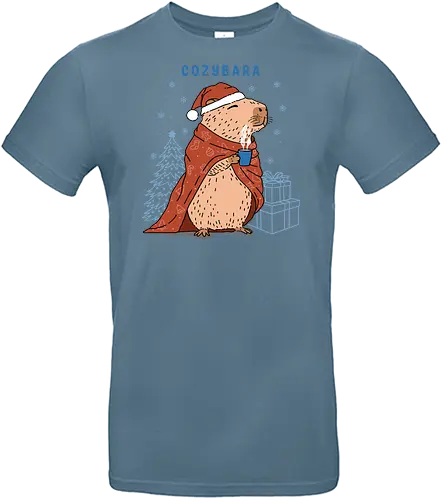 Cozybara - capy, capybara, merry Christmas, xmas, Christmas, snowfall, snowflake, holiday, holidays - Standard T-Shirt