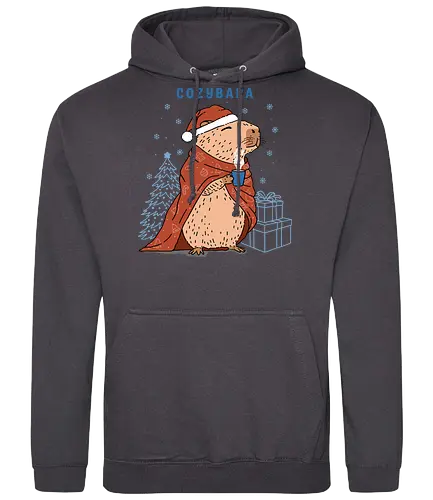 Cozybara - capy, capybara, merry Christmas, xmas, Christmas, snowfall, snowflake, holiday, holidays - Standard Hoodie