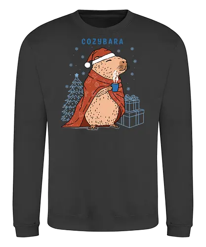 Cozybara - capy, capybara, merry Christmas, xmas, Christmas, snowfall, snowflake, holiday, holidays - Sweatshirt