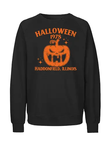 Halloween 1978 - pumpkin, halloween, vintage, horror, graphic, spooky, 1978, haddonfield, illinois, design - Fairtrade Sweatshirt