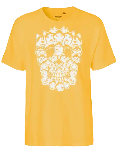 Husky Dog Heads - husky, dogs, skull, symmetry, pattern, arrangement, design, visual effect, creativity - Fairtrade T-Shirt