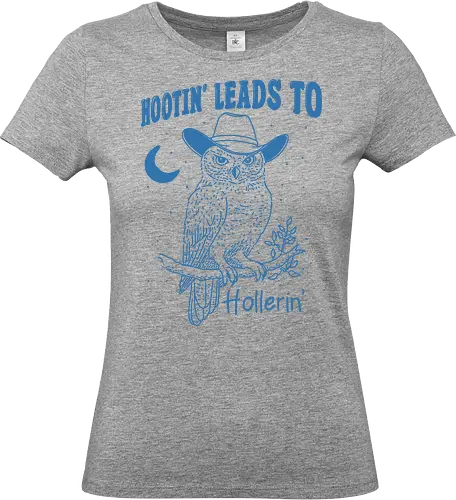 Hootin’ Hollerin - hootin, hollerin, owl, cowboy, western, minimalist, meme, funny, humor - Standard T-Shirt (Women)