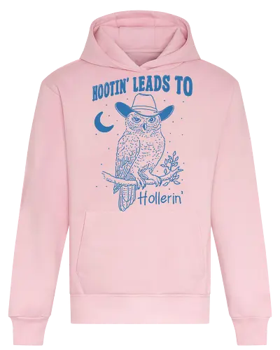 Hootin’ Hollerin - hootin, hollerin, owl, cowboy, western, minimalist, meme, funny, humor - Heavyweight Hoodie
