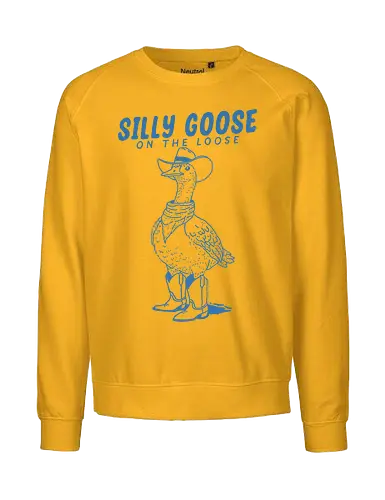 Silly Goose - cowboy, western, silly goose, on the loose, goose, duck, bird, minimalist, humor, funny, meme - Fairtrade Sweatshirt