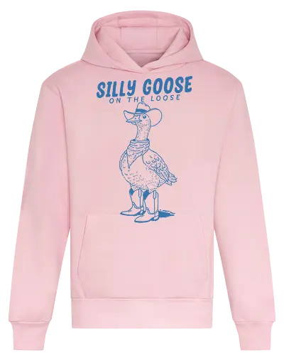 Silly Goose - cowboy, western, silly goose, on the loose, goose, duck, bird, minimalist, humor, funny, meme - Heavyweight Hoodie
