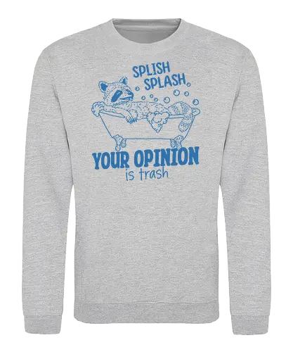 Splish Splash  - splish splash, your opinion, opinions, trash, raccoon, funny, meme, humor - Sweatshirt