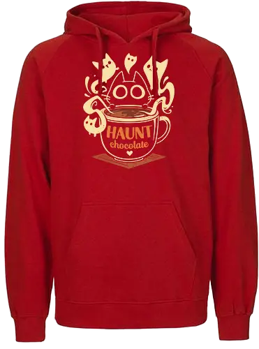 Haunt Chocolate - black cat, ghost, hot chocolate, halloween, horror, spooky, scary, funny, pun, cute kawaii, paranormal, phantom, kitten, kitty - Fairtrade Hoodie