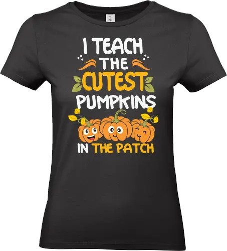 I teach the cutest pumpkins in the patch - teaching, pumpkins, autumn, cute, smiling, design, lettering, humorous, seasonal - Standard T-Shirt (Women)
