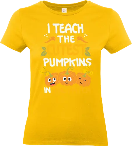I teach the cutest pumpkins in the patch - teaching, pumpkins, autumn, cute, smiling, design, lettering, humorous, seasonal - Standard T-Shirt (Women)