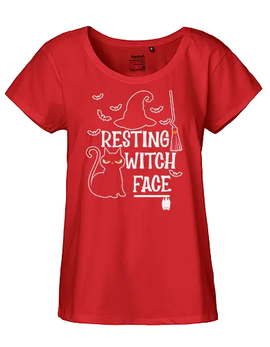 Resting Witch Face - halloween, cat, witch, broom, hat, bats, ghost, spooky, humor - Fairtrade Girl Shirt