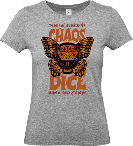 RPG - Chaos Dice - butterfly, occult, occultism, science, chaos, grunge, dice, theory, rpg, Pen and Paper, d20, dungeons and dragons, fantasy, adventure - Standard T-Shirt (Women)