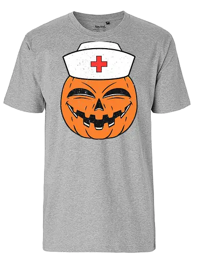 pumpkin nurse's - halloween, nurse, pumpkin, jack-o'-lantern, smile, hat, red cross, cheerful, health theme - Fairtrade T-Shirt