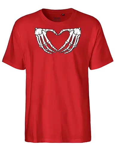  skeletal hands form a heart - skeleton, hands, heart, love, mortality, minimalist, contrast, symbol, anatomy - Fairtrade T-Shirt