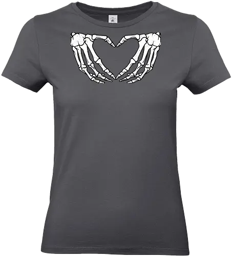  skeletal hands form a heart - skeleton, hands, heart, love, mortality, minimalist, contrast, symbol, anatomy - Standard T-Shirt (Women)