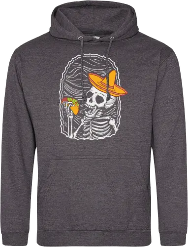 Skeleton eating taco
