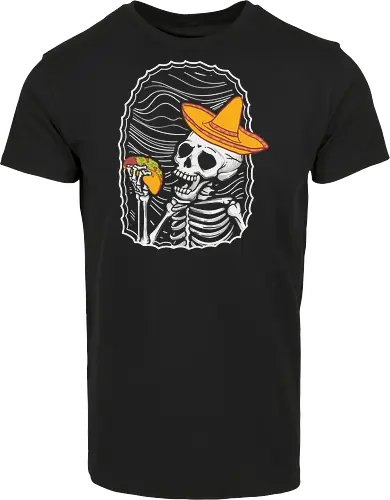 Skeleton eating taco