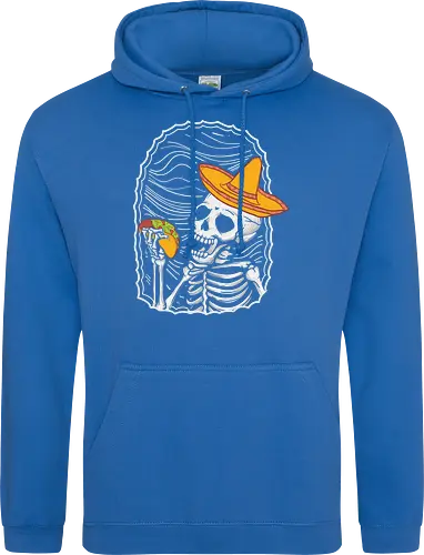 Skeleton eating taco