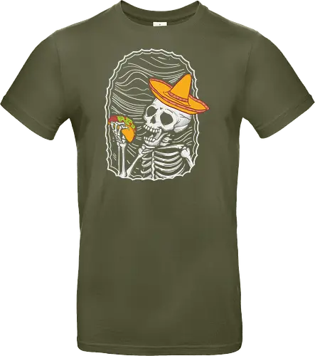Skeleton eating taco