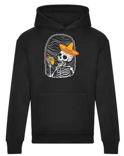 Skeleton eating taco