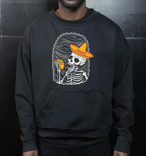 Skeleton eating taco