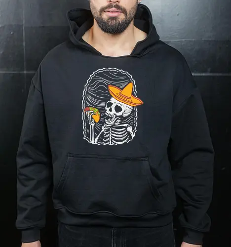 Skeleton eating taco