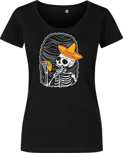 Skeleton eating taco