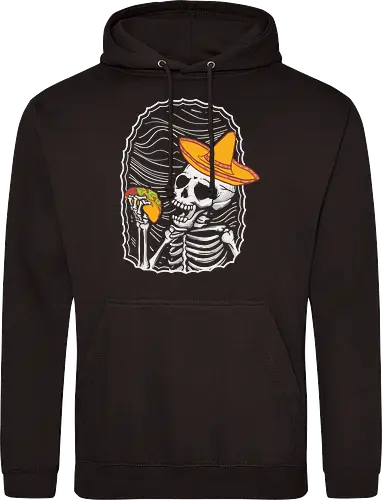 Skeleton eating taco