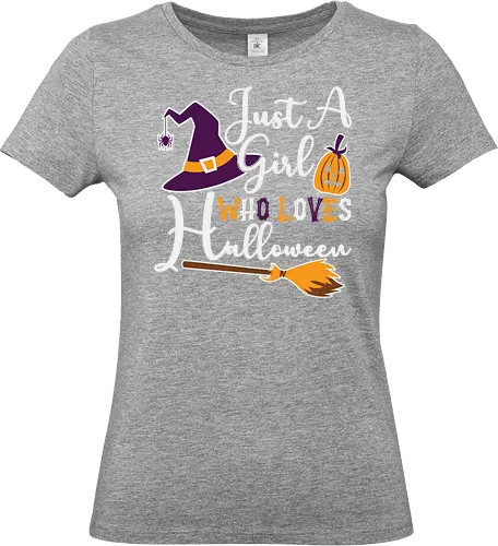 Just a Girl Who Loves Halloween - halloween, witch hat, broomstick, pumpkin, typography, festive, playful, holiday, design - Standard T-Shirt (Women)