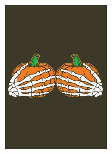 Pumpkins wrapped with skeleton hands