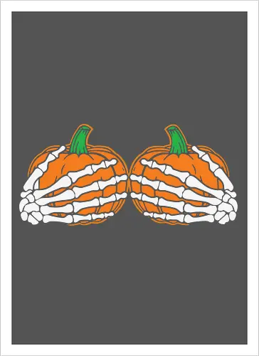 Pumpkins wrapped with skeleton hands