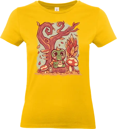 Cozy Autumn Days Frog - mushroom, gremlincore, cute, frog, cottagecore frog, positive vibe, froggy, coziness, autumn, fall, frog lover, Frosch, cottagecore Frosch, positive Stimmung, froschig, Gemütlichkeit, Herbst, Herbst, Froschliebhaber, goblincore, forestcore, folkart, witchy - Standard T-Shirt (Women)