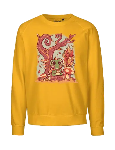 Cozy Autumn Days Frog - mushroom, gremlincore, cute, frog, cottagecore frog, positive vibe, froggy, coziness, autumn, fall, frog lover, Frosch, cottagecore Frosch, positive Stimmung, froschig, Gemütlichkeit, Herbst, Herbst, Froschliebhaber, goblincore, forestcore, folkart, witchy - Fairtrade Sweatshirt