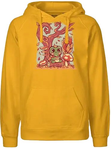 Cozy Autumn Days Frog - mushroom, gremlincore, cute, frog, cottagecore frog, positive vibe, froggy, coziness, autumn, fall, frog lover, Frosch, cottagecore Frosch, positive Stimmung, froschig, Gemütlichkeit, Herbst, Herbst, Froschliebhaber, goblincore, forestcore, folkart, witchy - Fairtrade Hoodie