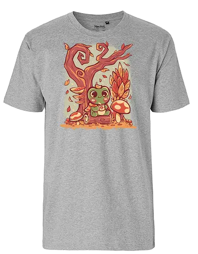 Cozy Autumn Days Frog - mushroom, gremlincore, cute, frog, cottagecore frog, positive vibe, froggy, coziness, autumn, fall, frog lover, Frosch, cottagecore Frosch, positive Stimmung, froschig, Gemütlichkeit, Herbst, Herbst, Froschliebhaber, goblincore, forestcore, folkart, witchy - Fairtrade T-Shirt
