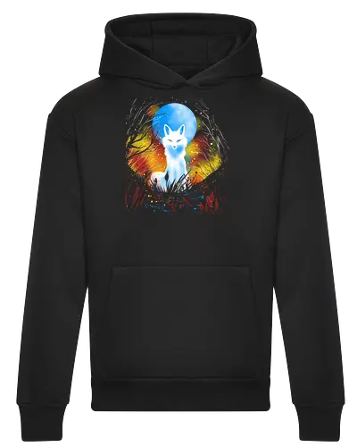 Magical kitsune - winter, fox, animal, nature, artic fox, illustration - Heavyweight Hoodie
