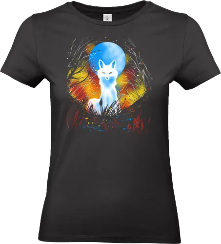 Magical kitsune - winter, fox, animal, nature, artic fox, illustration - Standard T-Shirt (Women)