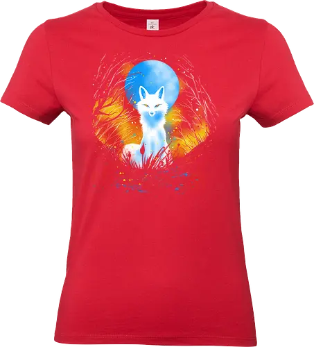 Magical kitsune - winter, fox, animal, nature, artic fox, illustration - Standard T-Shirt (Women)