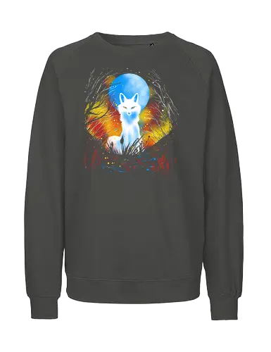 Magical kitsune - winter, fox, animal, nature, artic fox, illustration - Fairtrade Sweatshirt