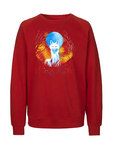 Magical kitsune - winter, fox, animal, nature, artic fox, illustration - Fairtrade Sweatshirt
